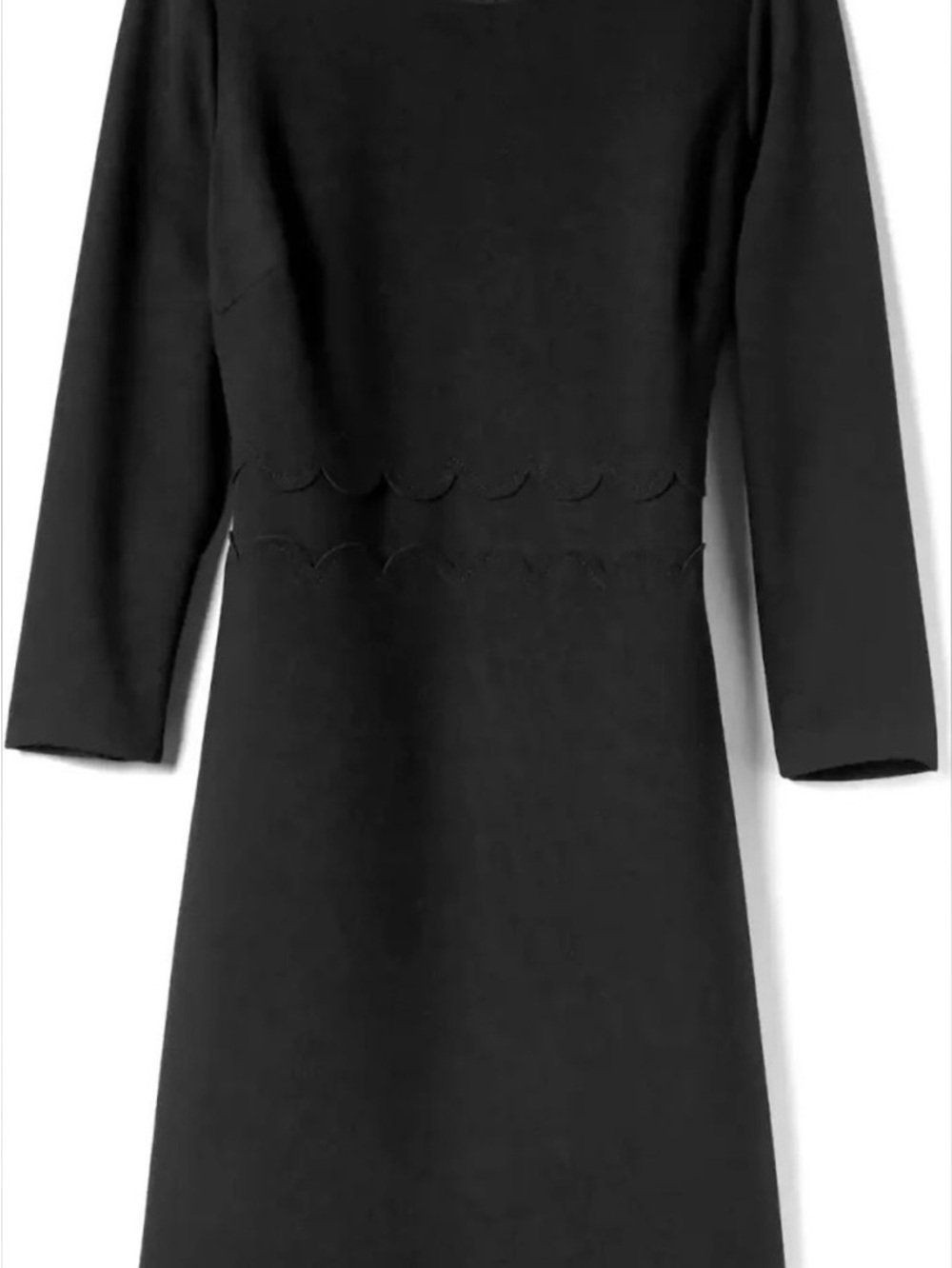 Banana Republic Black Long-Sleeve Scallop-Waist Sheath Dress